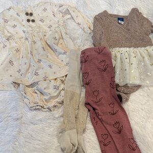 Floral Baby Outfit Set with Tights